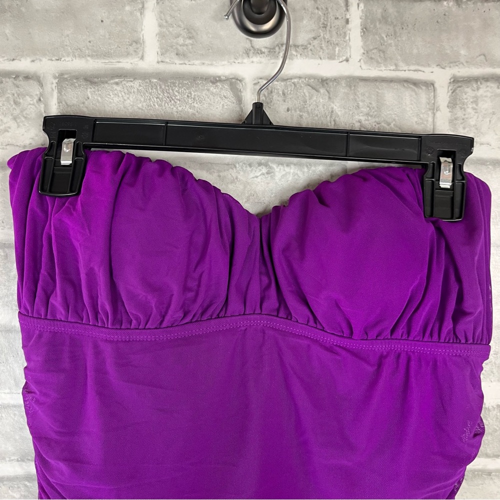 Spanx Bandeaux Sweetheart Strapless Cinched Slimming Waist Purple Chic Swimsuit